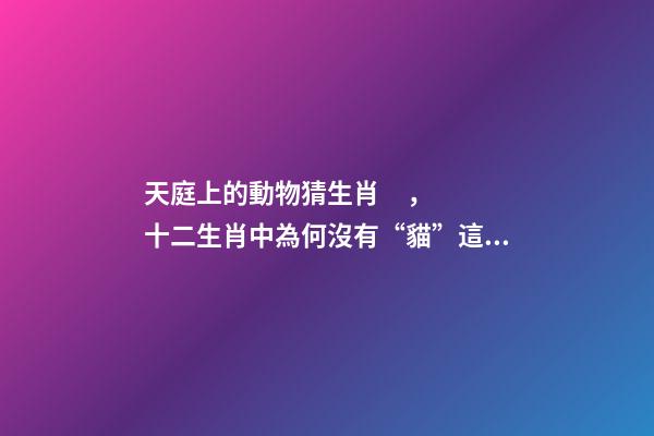 天庭上的動物猜生肖，十二生肖中為何沒有“貓”這一屬相